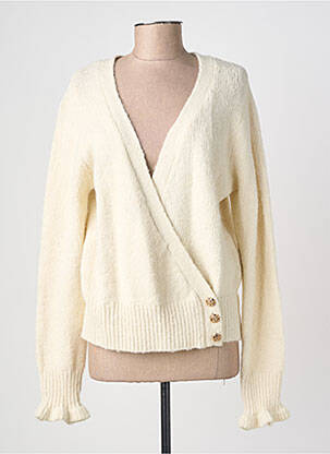 Gilet manches longues resserrée sur le bas beige INDIE+MOI femme