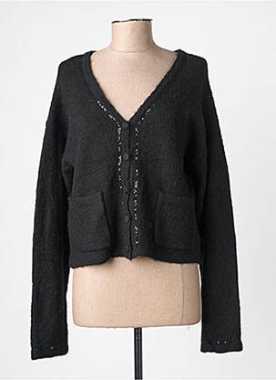 Gilet manches longues resserrée sur le bas noir CHERRY PARIS femme