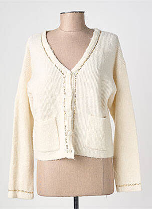 Gilet manches longues resserrée sur le bas beige CHERRY PARIS femme