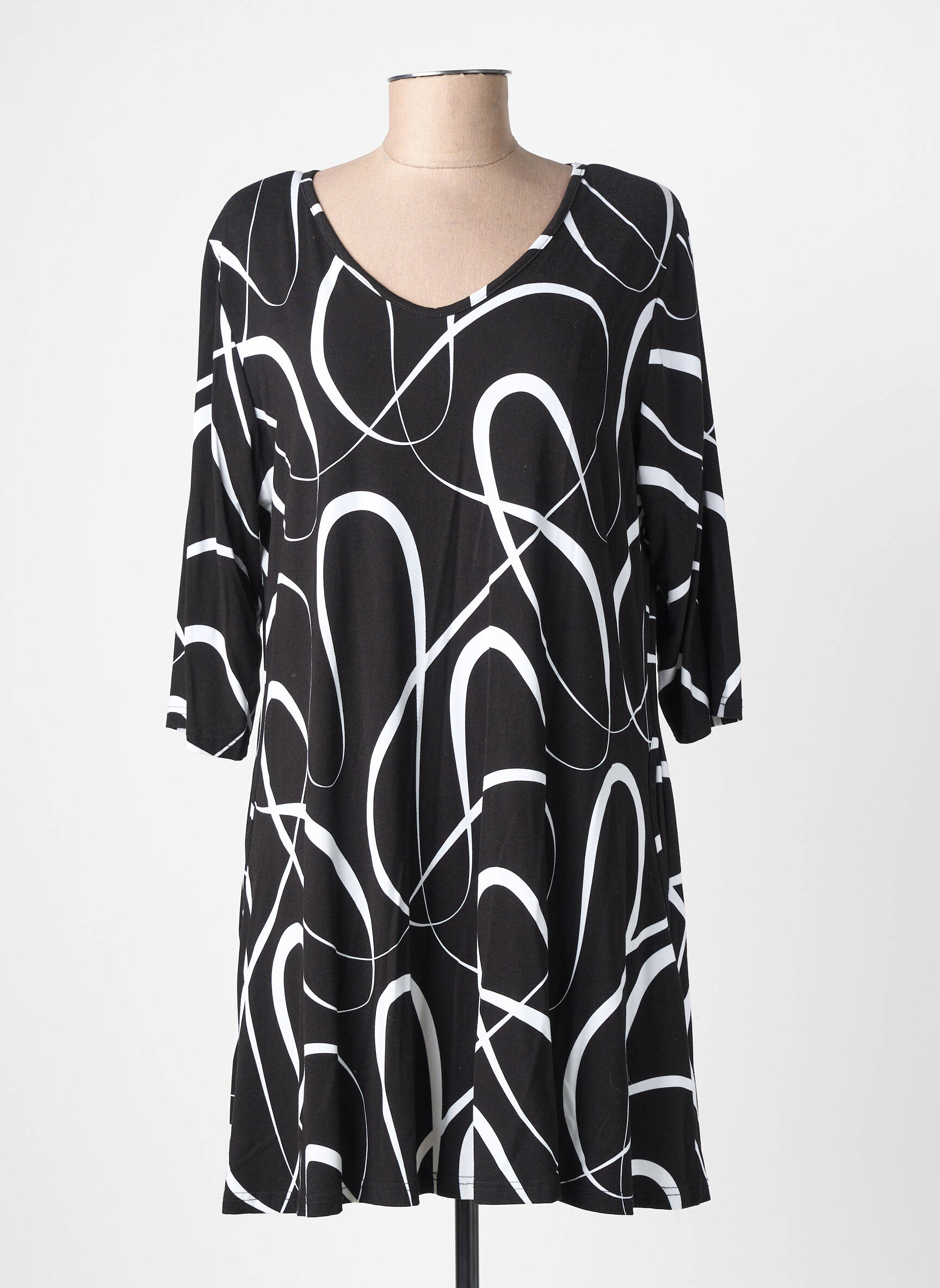Robe courte manches 3/4 manches 3/4 noir OLIVER JUNG femme