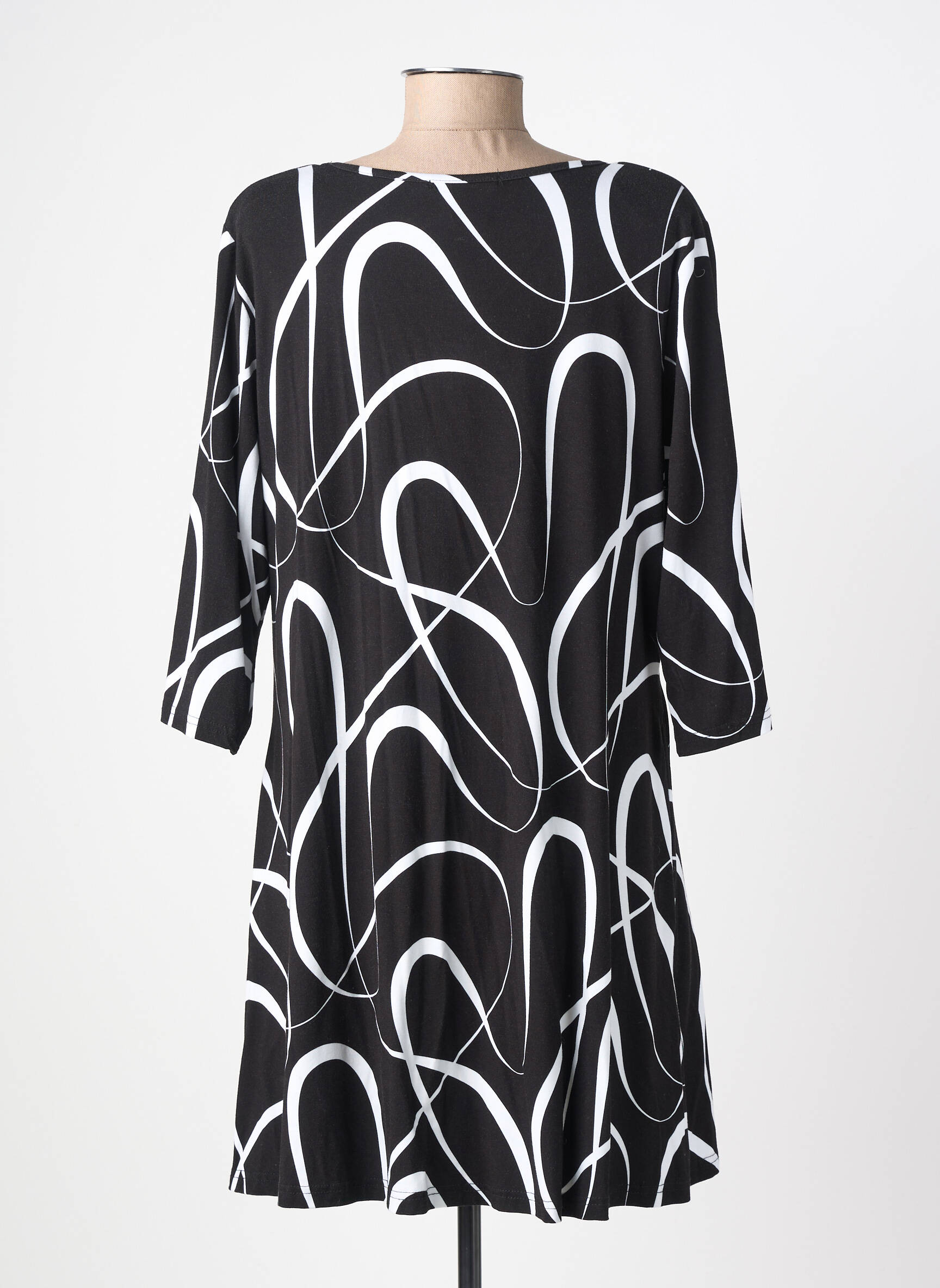 Robe courte manches 3/4 manches 3/4 noir OLIVER JUNG femme