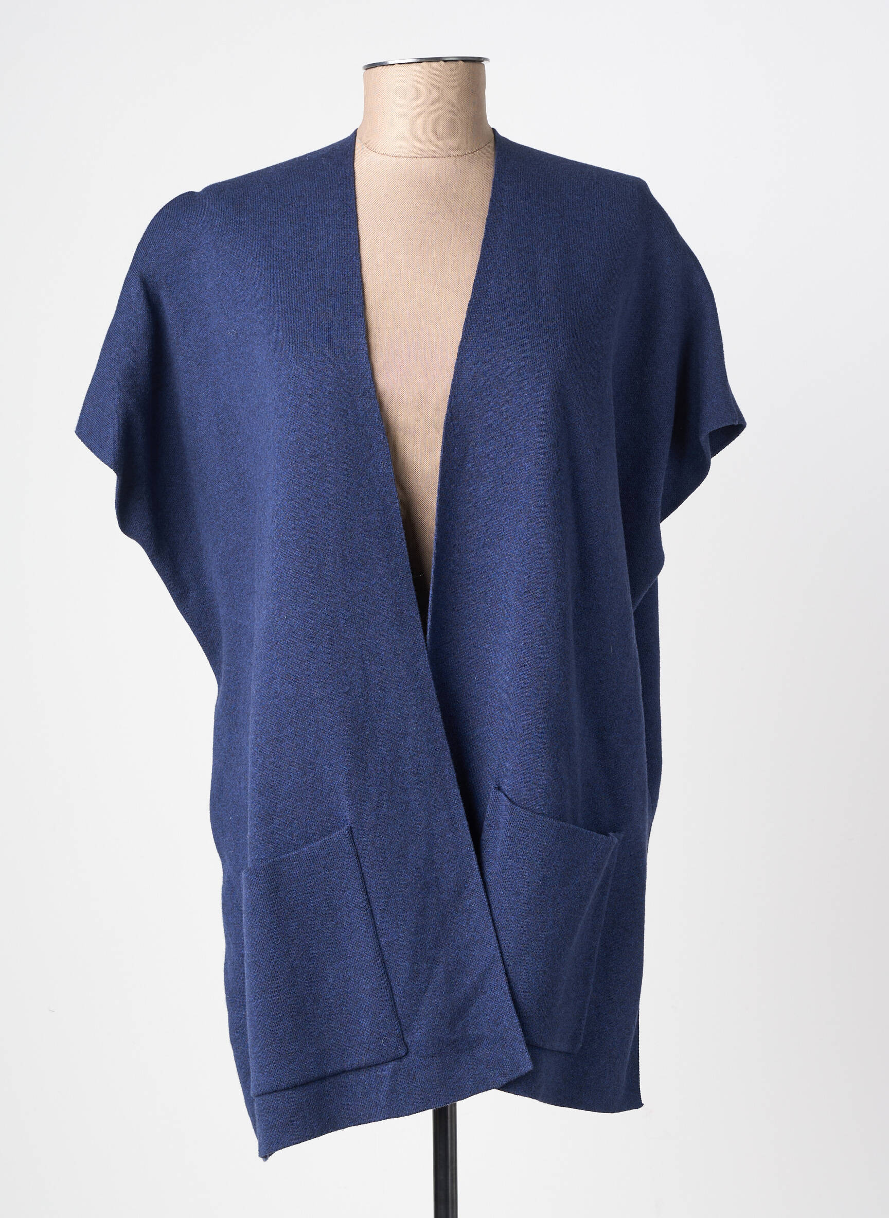 Gilet manches courtes coupe droite bleu MARBLE femme