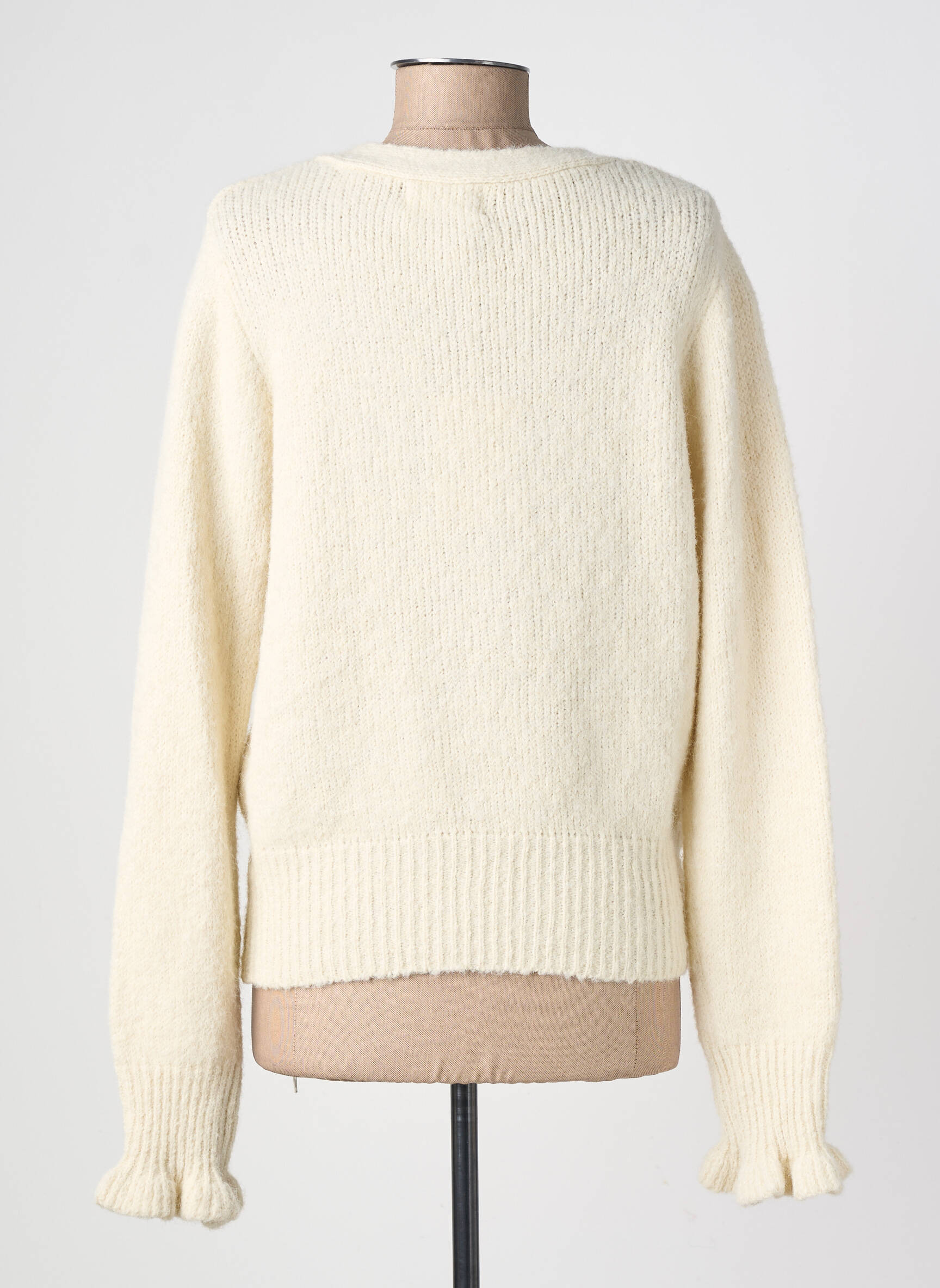 Gilet manches longues resserrée sur le bas beige INDIE+MOI femme