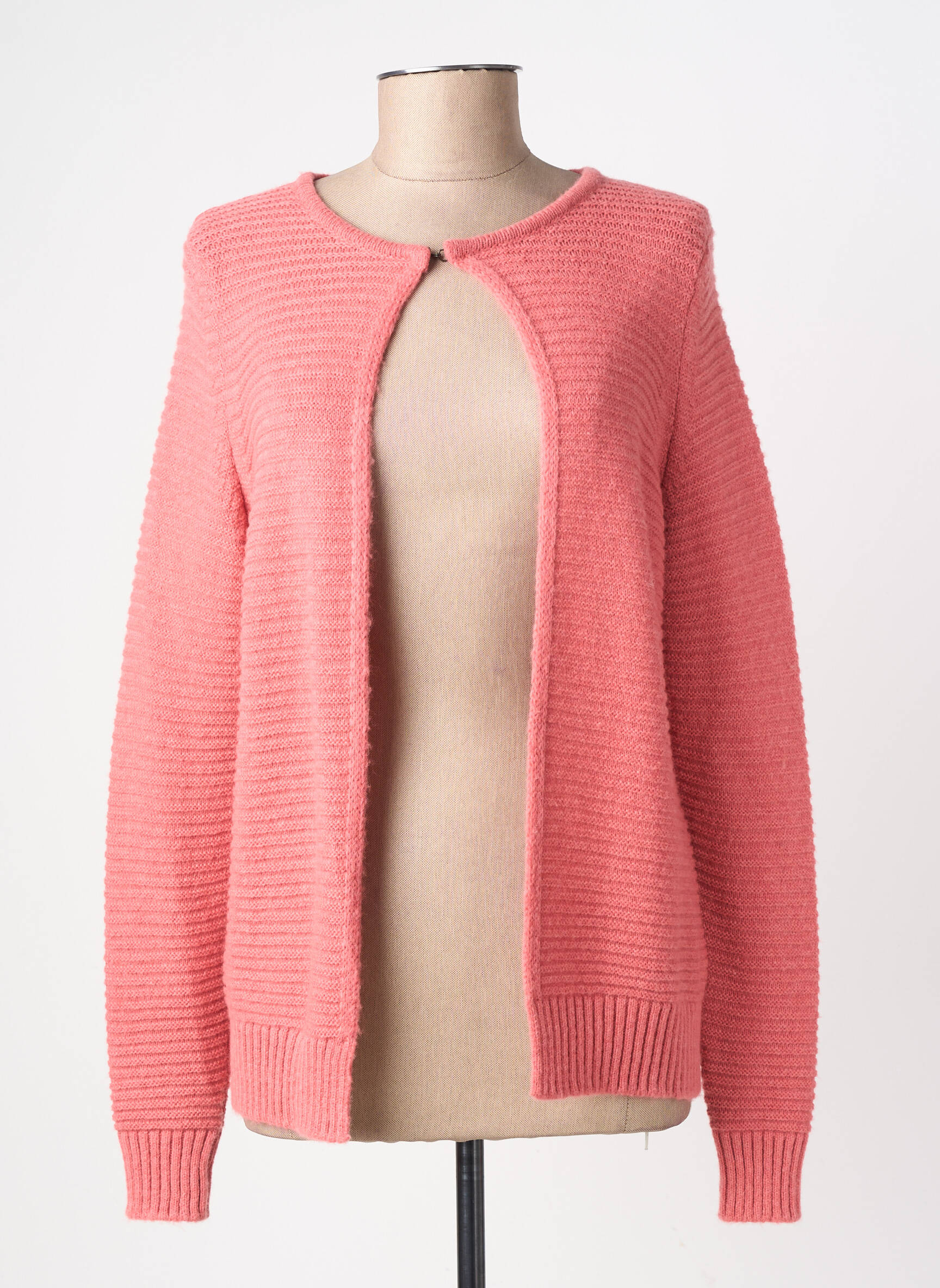 Gilet manches longues col rond rose BARBARA LEBEK femme