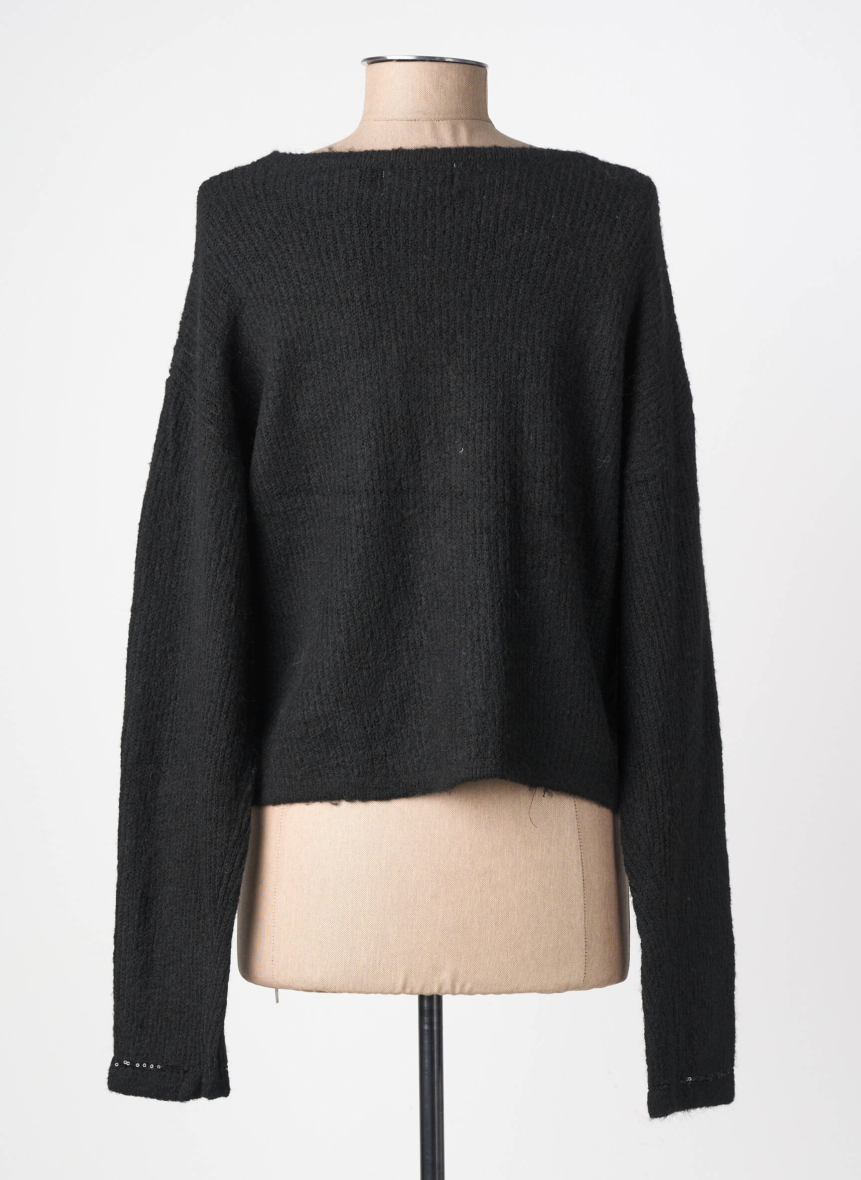 Gilet manches longues resserrée sur le bas noir CHERRY PARIS femme