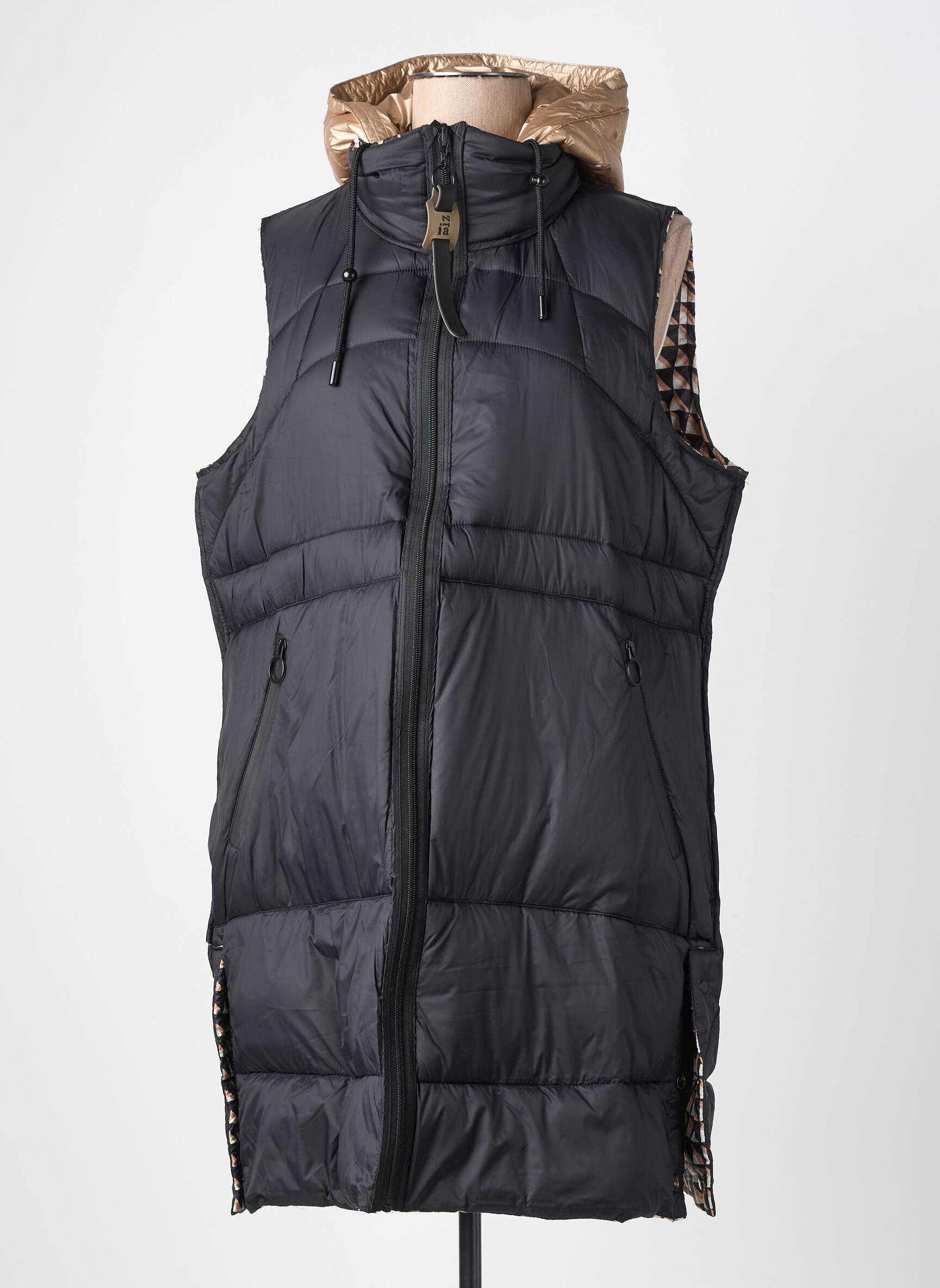 Doudoune poches a capuche noir ZIA BRAND femme
