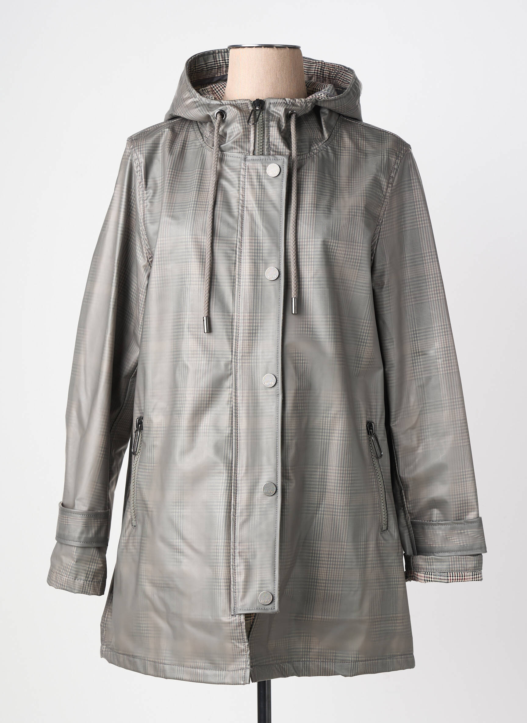 Imperméable manches longues a capuche gris REVER MILE femme
