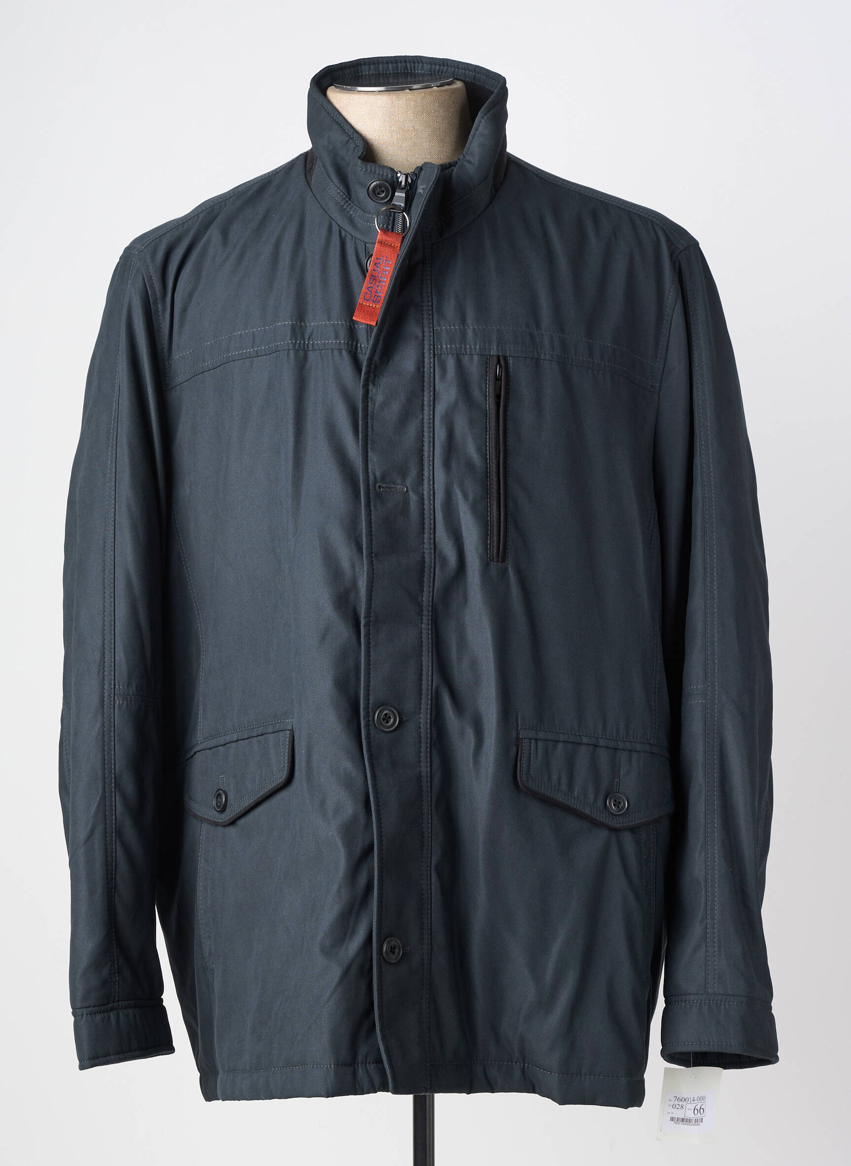 Parka poignets bords-côtes sans capuche bleu PETER COFOX homme