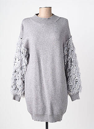 Robe pull resserrée sur le bas manches longues gris CHERRY PARIS femme