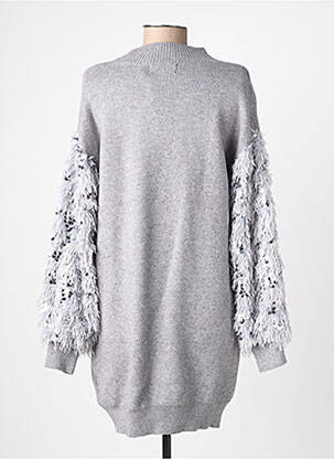 Robe pull resserrée sur le bas manches longues gris CHERRY PARIS femme