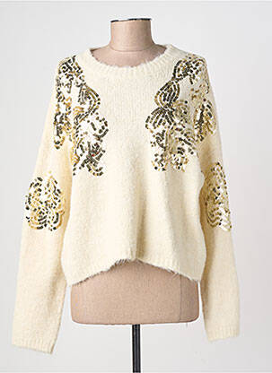 Pull stretch manches longues beige CHERRY PARIS femme