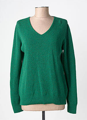 Pull tissage chiné manches longues vert MISS & MISS femme