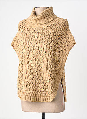 Pull col roulé coupe droite manches courtes beige TINTA STYLE femme