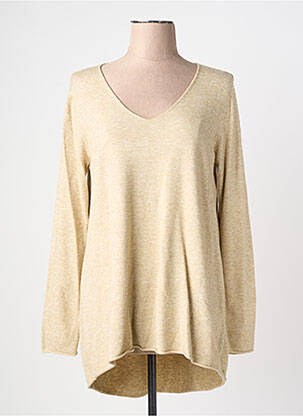 Pull tunique tissage chiné manches longues beige YELLOW LABEL femme