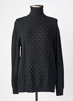 Pull col roulé maille torsadée manches longues noir KALISSON femme