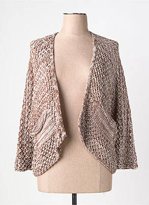 Gilet manches longues manches 3/4 marron MADE IN ITALY femme