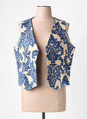 Gilet sans manche fausses poches bleu MOKI B femme