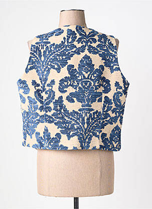 Gilet sans manche fausses poches bleu MOKI B femme