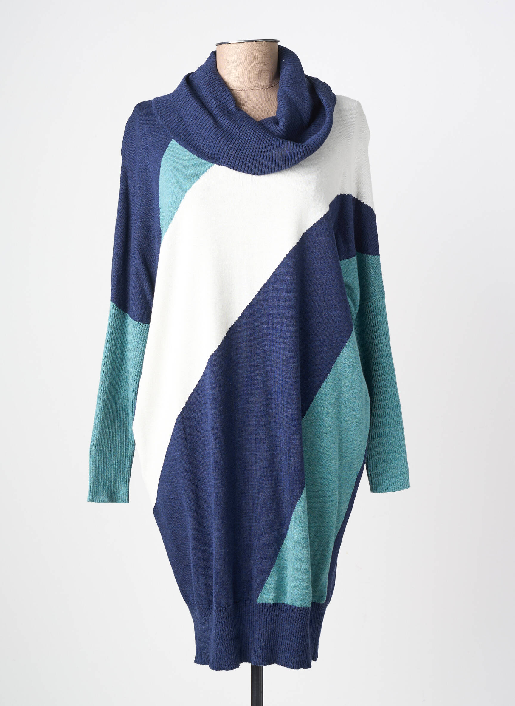 Robe pull resserrée sur le bas manches longues bleu MARBLE femme