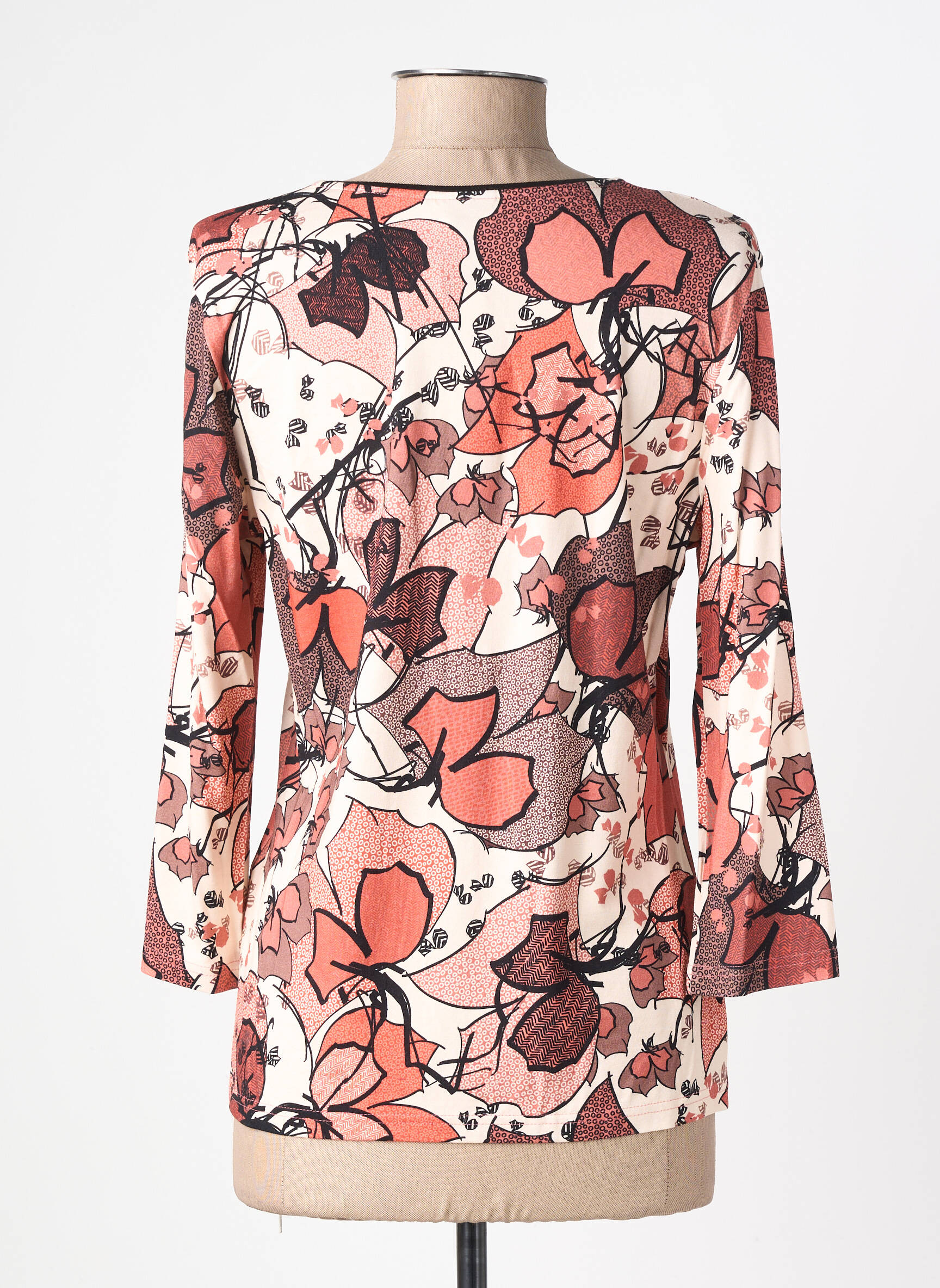 T-shirt manches 3/4 manches 3/4 orange BARBARA LEBEK femme