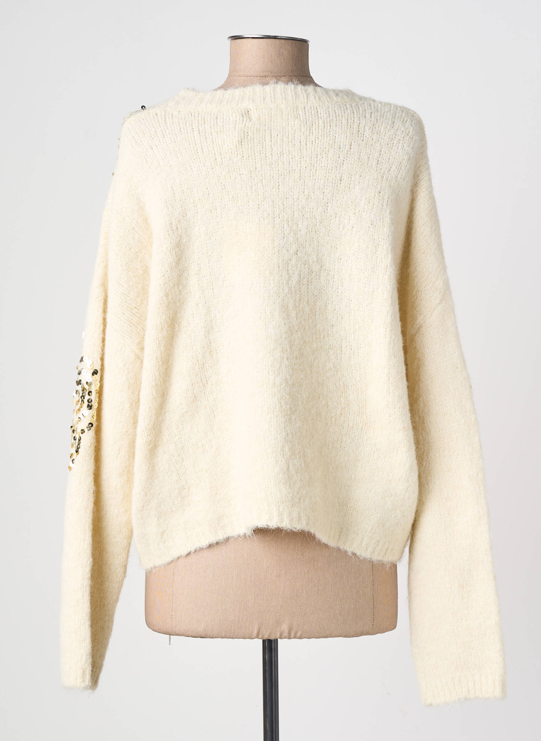 Pull stretch manches longues beige CHERRY PARIS femme