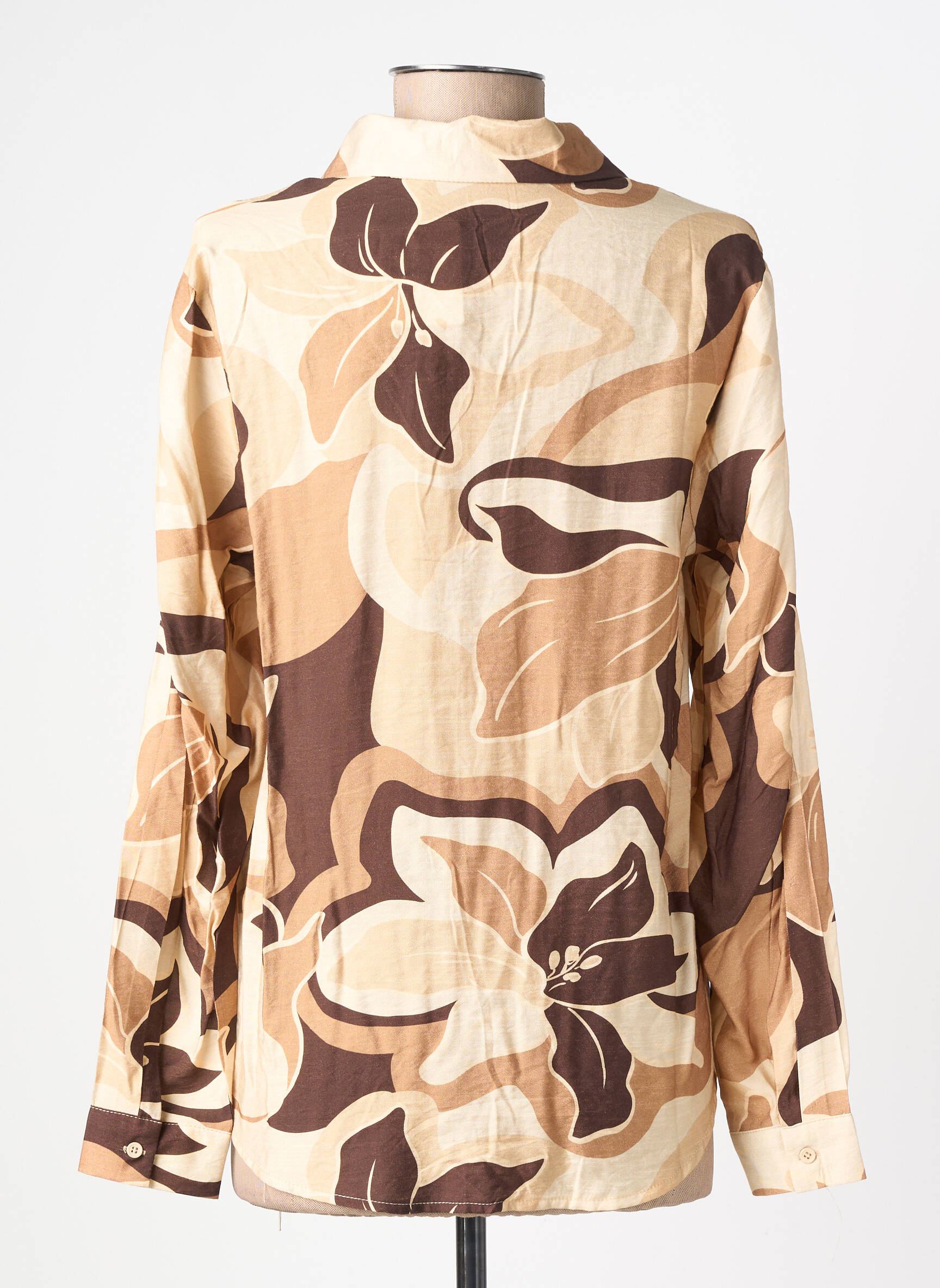 Chemisier imprimé fantaisie manches longues beige SUZZY & MILLY femme