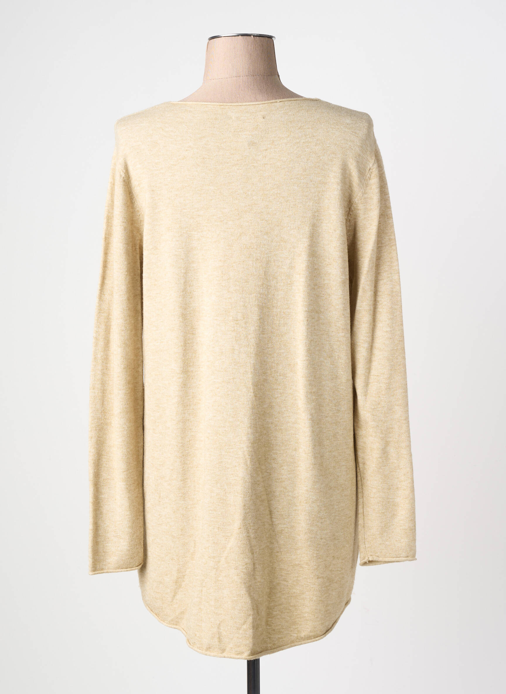 Pull tunique tissage chiné manches longues beige YELLOW LABEL femme