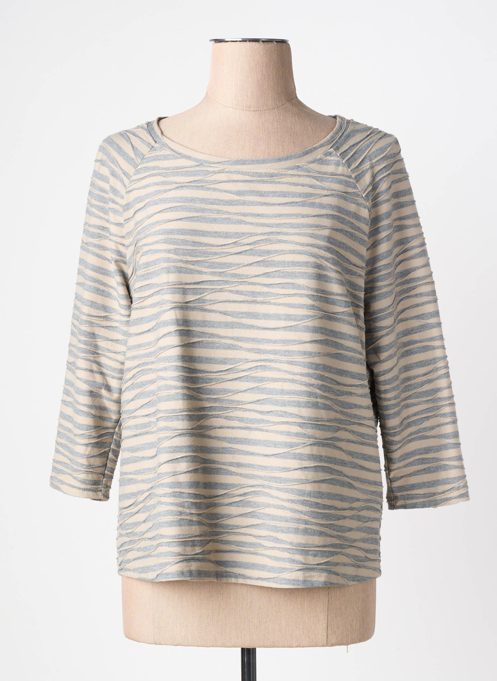 T-shirt manches 3/4 manches 3/4 beige FRANK WALDER femme