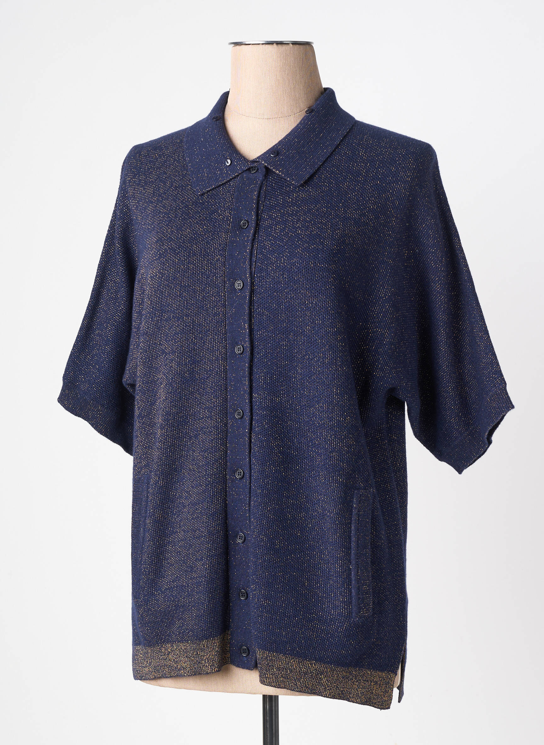 Gilet manches courtes fermeture boutonnée sur le devant bleu FUEGO WOMAN femme