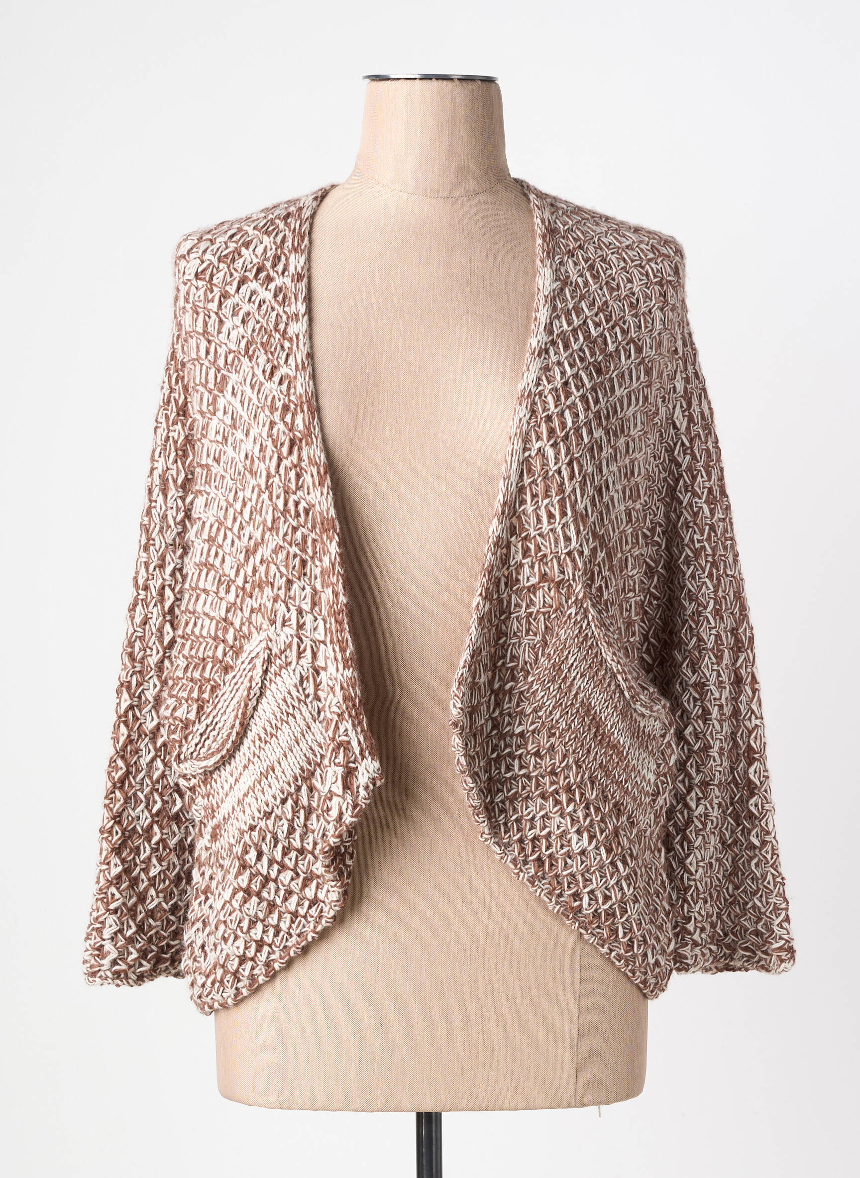 Gilet manches longues manches 3/4 marron MADE IN ITALY femme