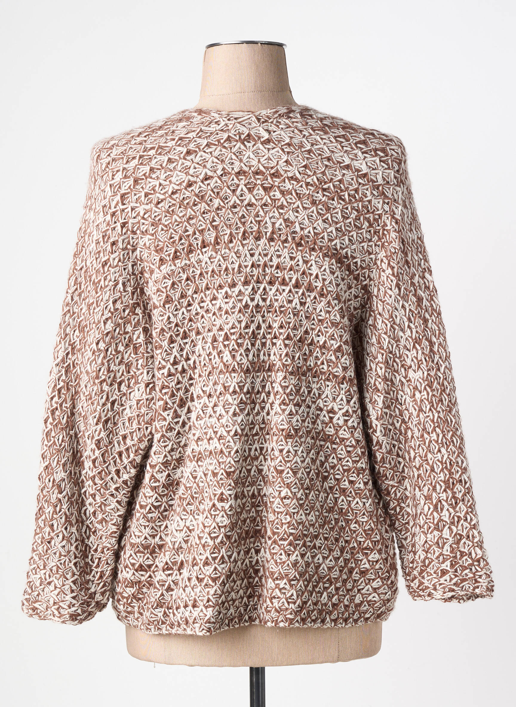 Gilet manches longues manches 3/4 marron MADE IN ITALY femme