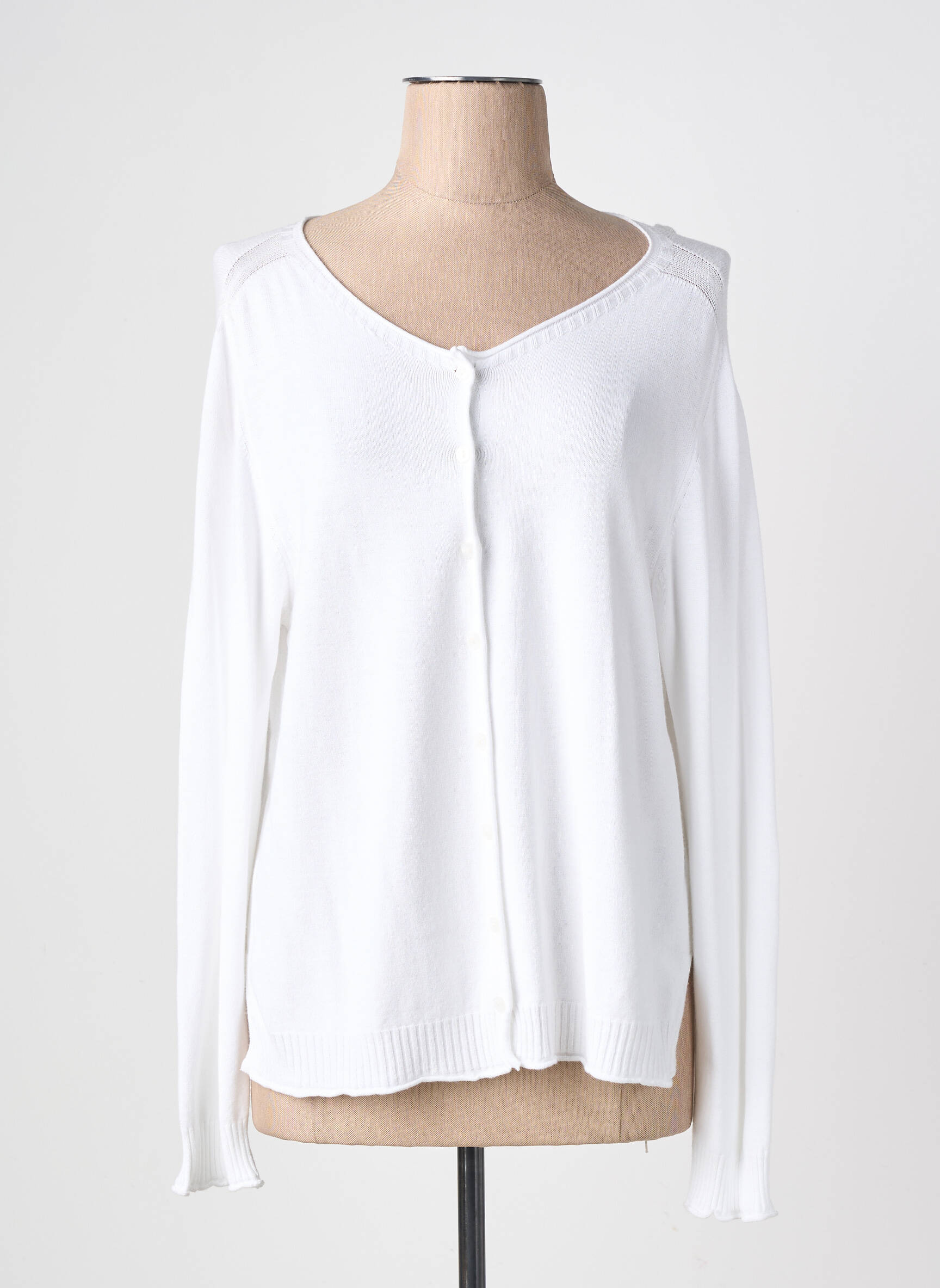 Gilet manches longues resserrée sur le bas blanc YELLOW LABEL femme