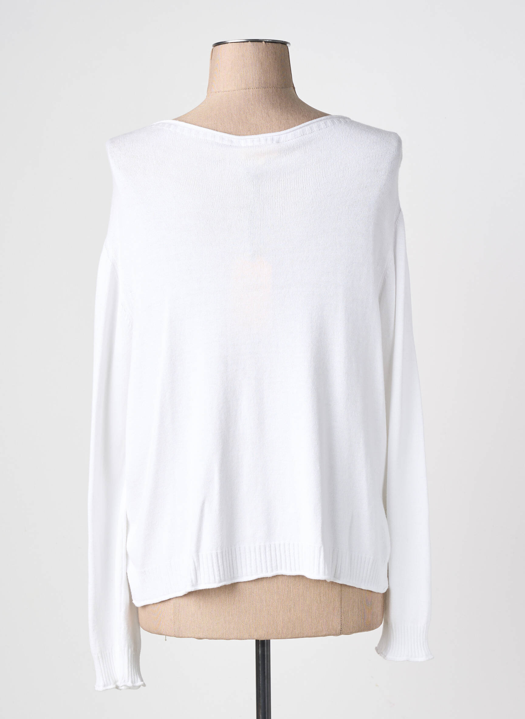 Gilet manches longues resserrée sur le bas blanc YELLOW LABEL femme