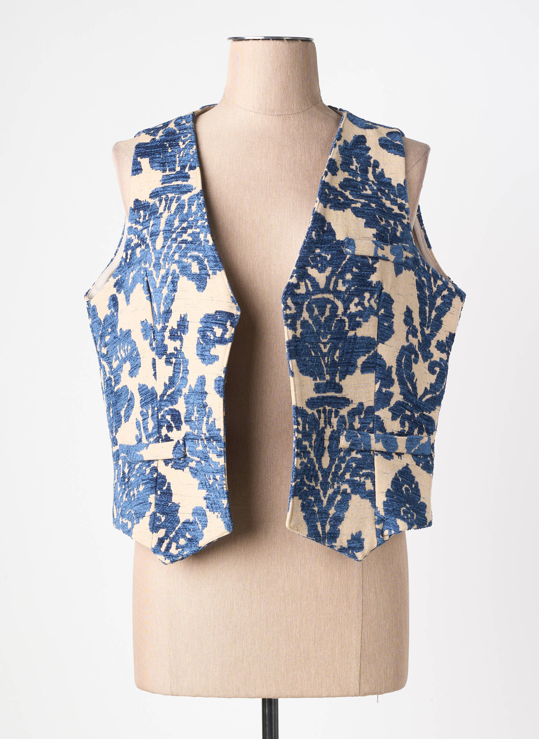 Gilet sans manche fausses poches bleu MOKI B femme