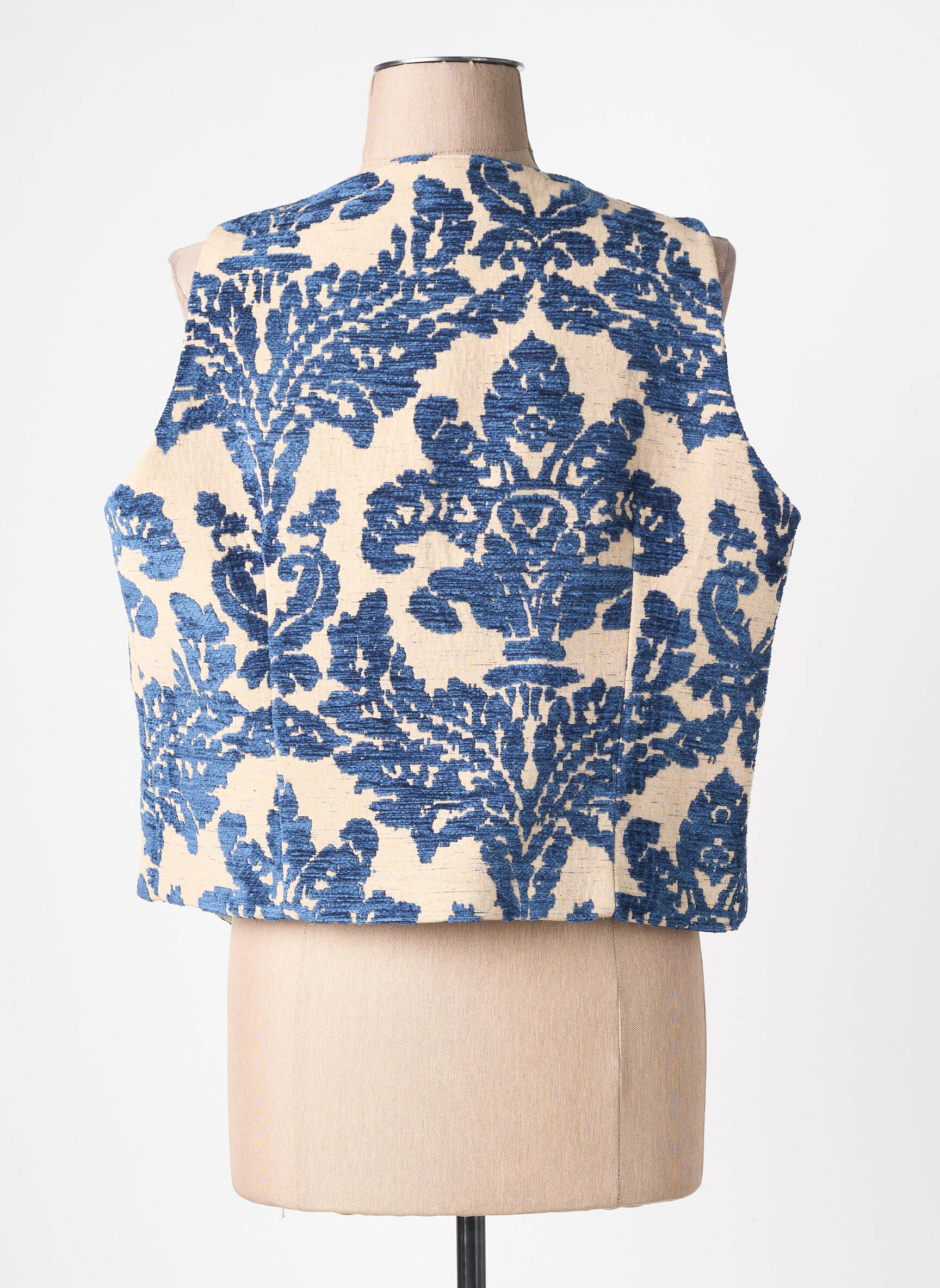 Gilet sans manche fausses poches bleu MOKI B femme