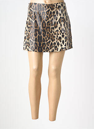 Jupe short taille élastique beige UNIKA femme