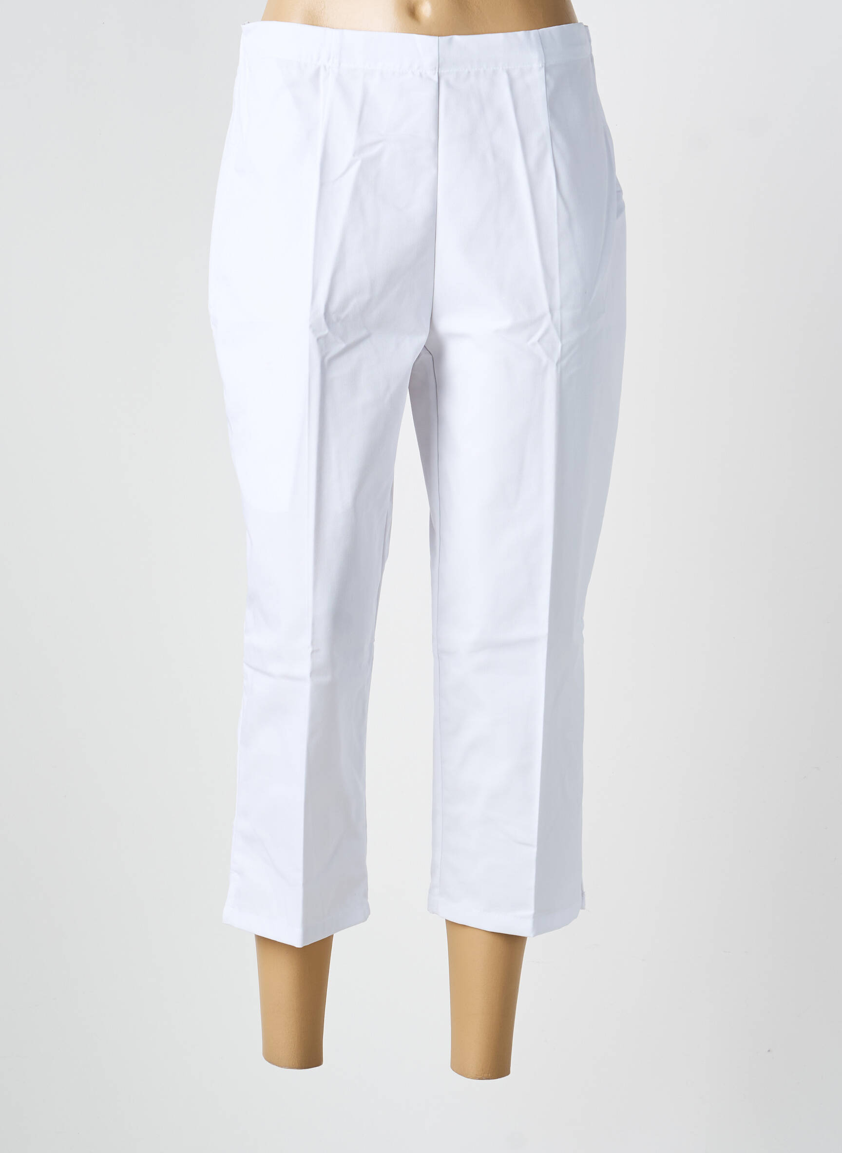 Pantacourt coupe droite blanc GEVANA femme