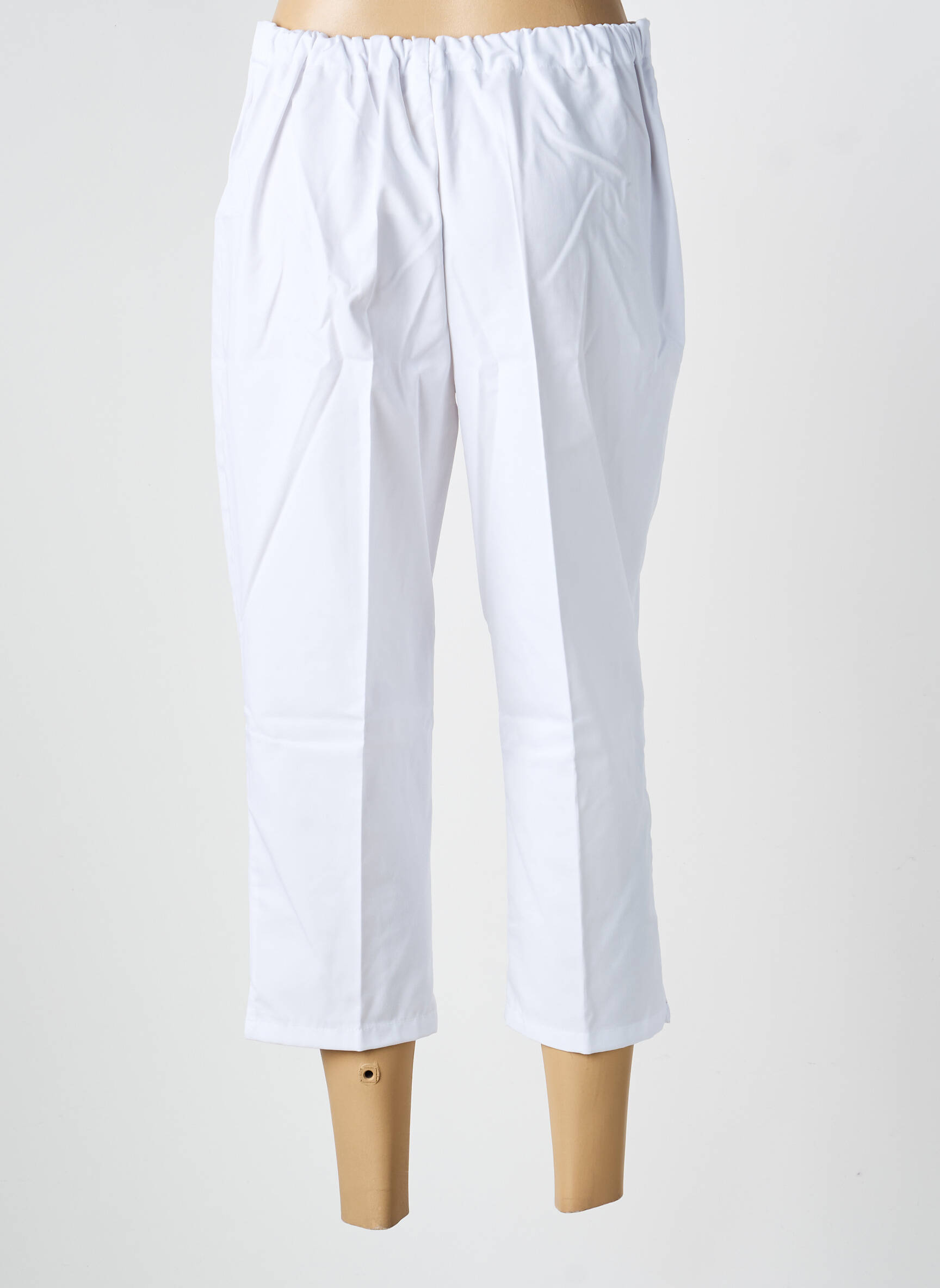 Pantacourt coupe droite blanc GEVANA femme
