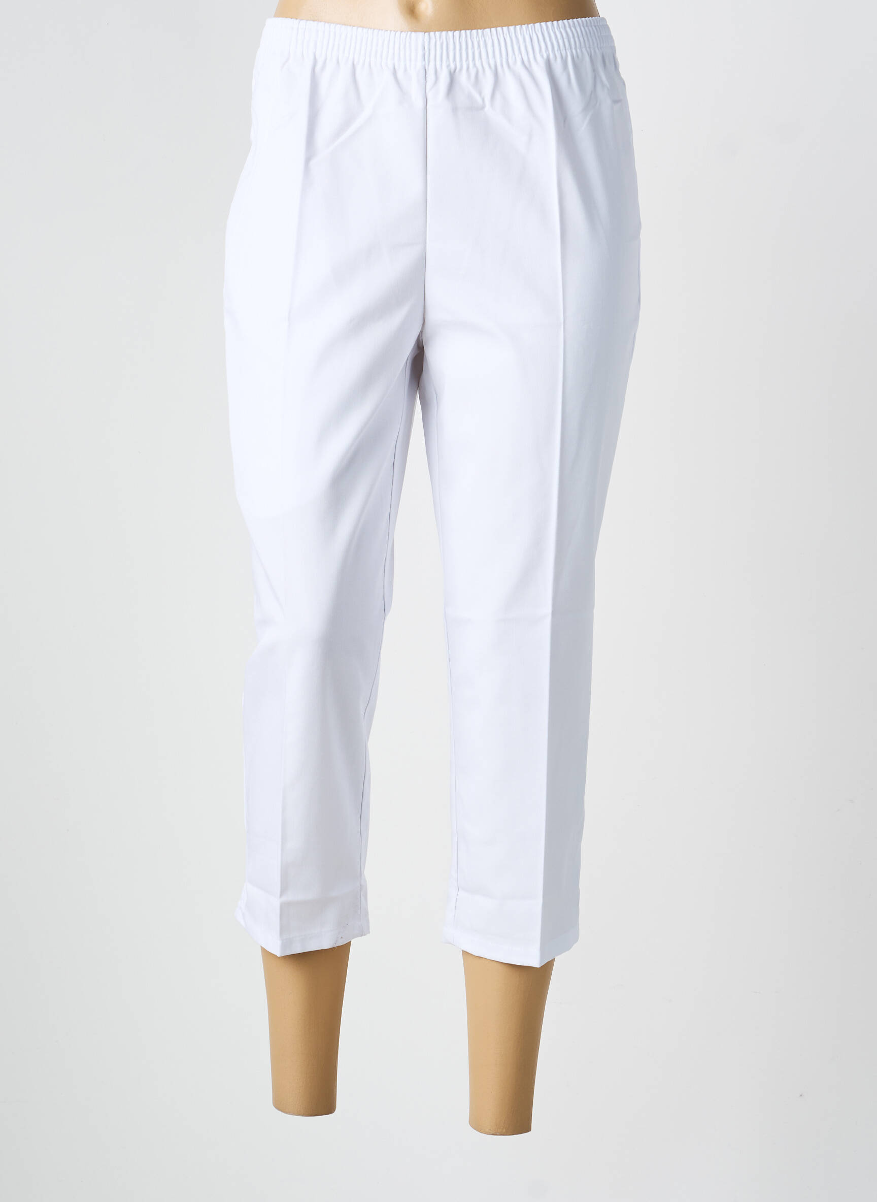 Pantacourt coupe droite blanc GEVANA femme