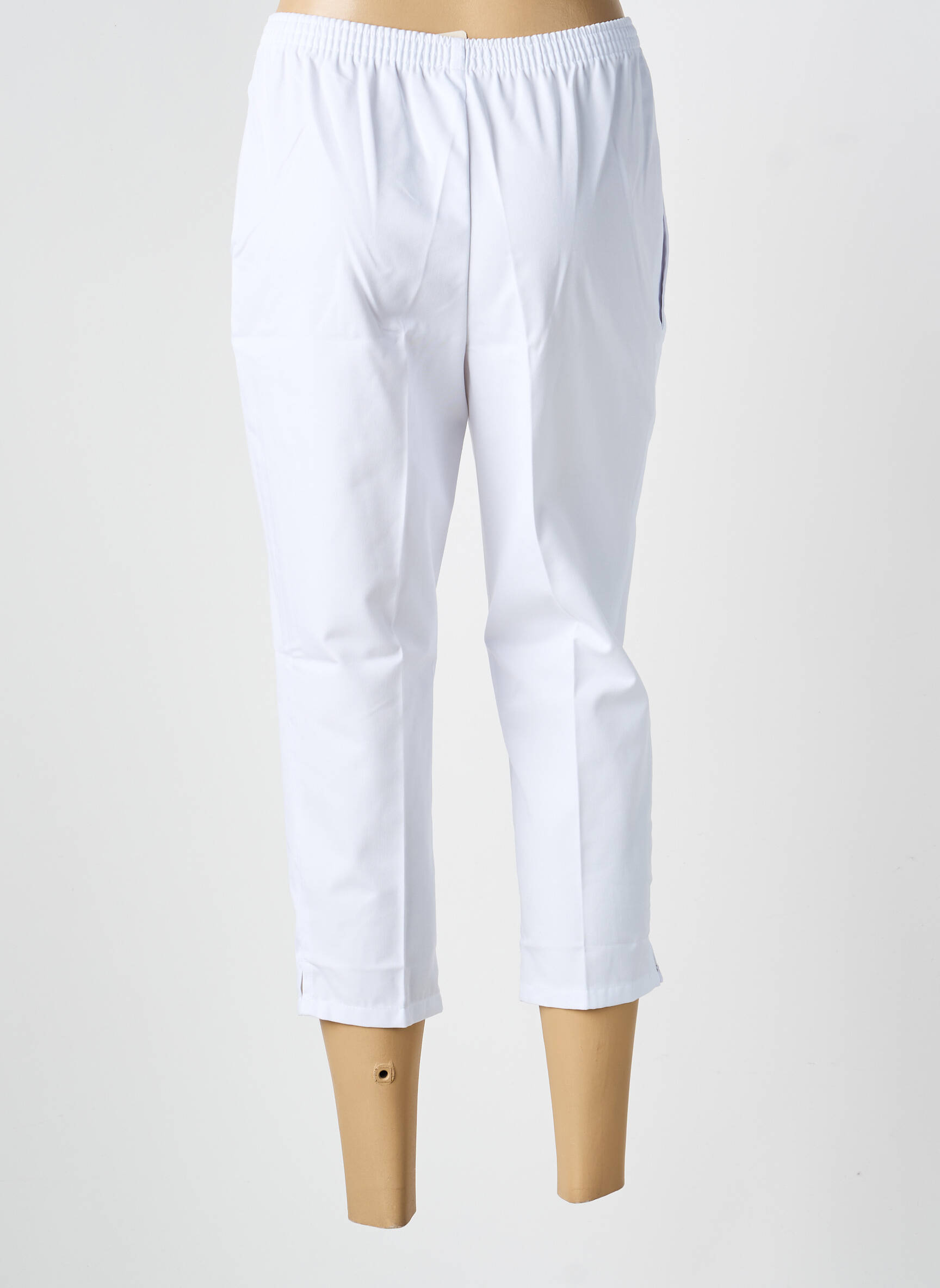 Pantacourt coupe droite blanc GEVANA femme