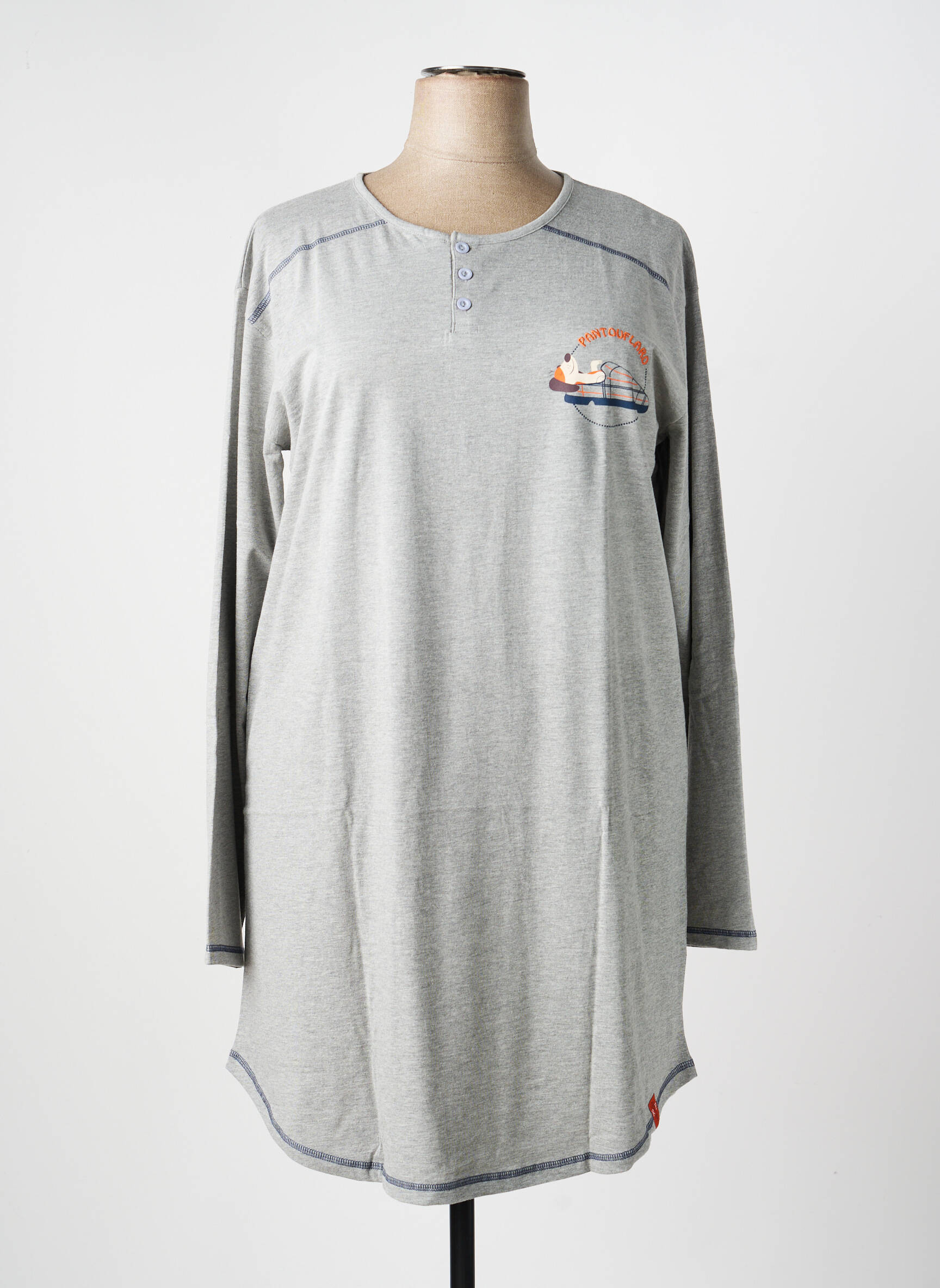 Chemise de nuit sérigraphie floquée gris ROSE POMME femme