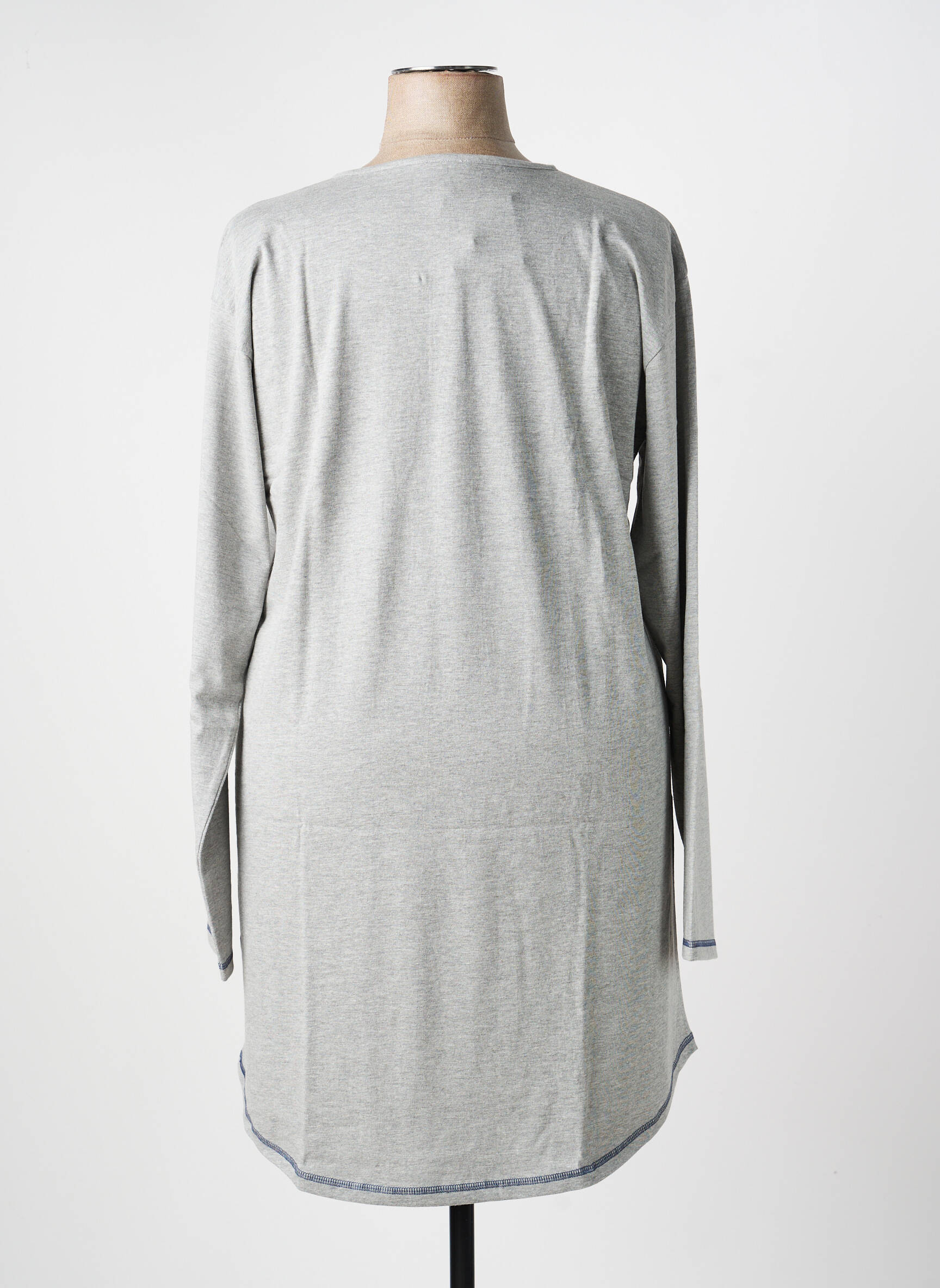Chemise de nuit sérigraphie floquée gris ROSE POMME femme