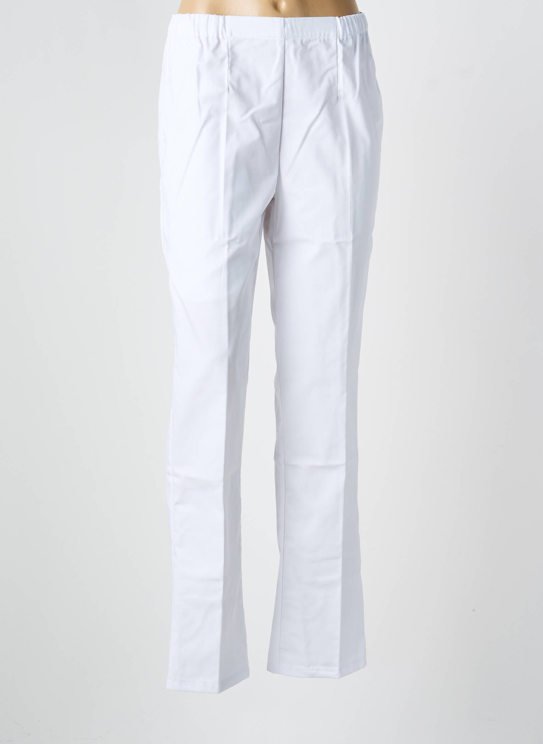 Pantalon droit taille élastique blanc GEVANA femme