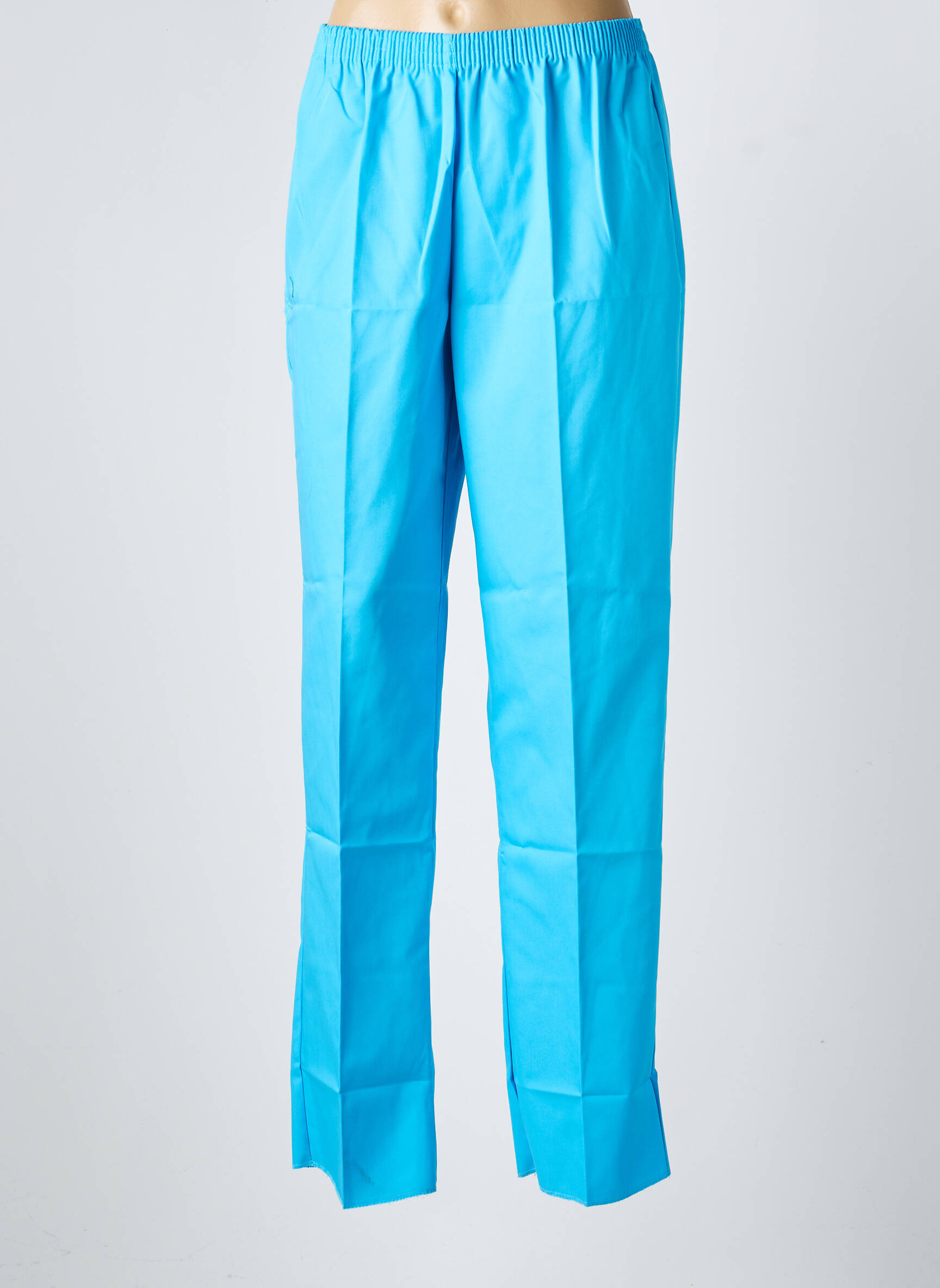 Pantalon droit taille élastique bleu GEVANA femme