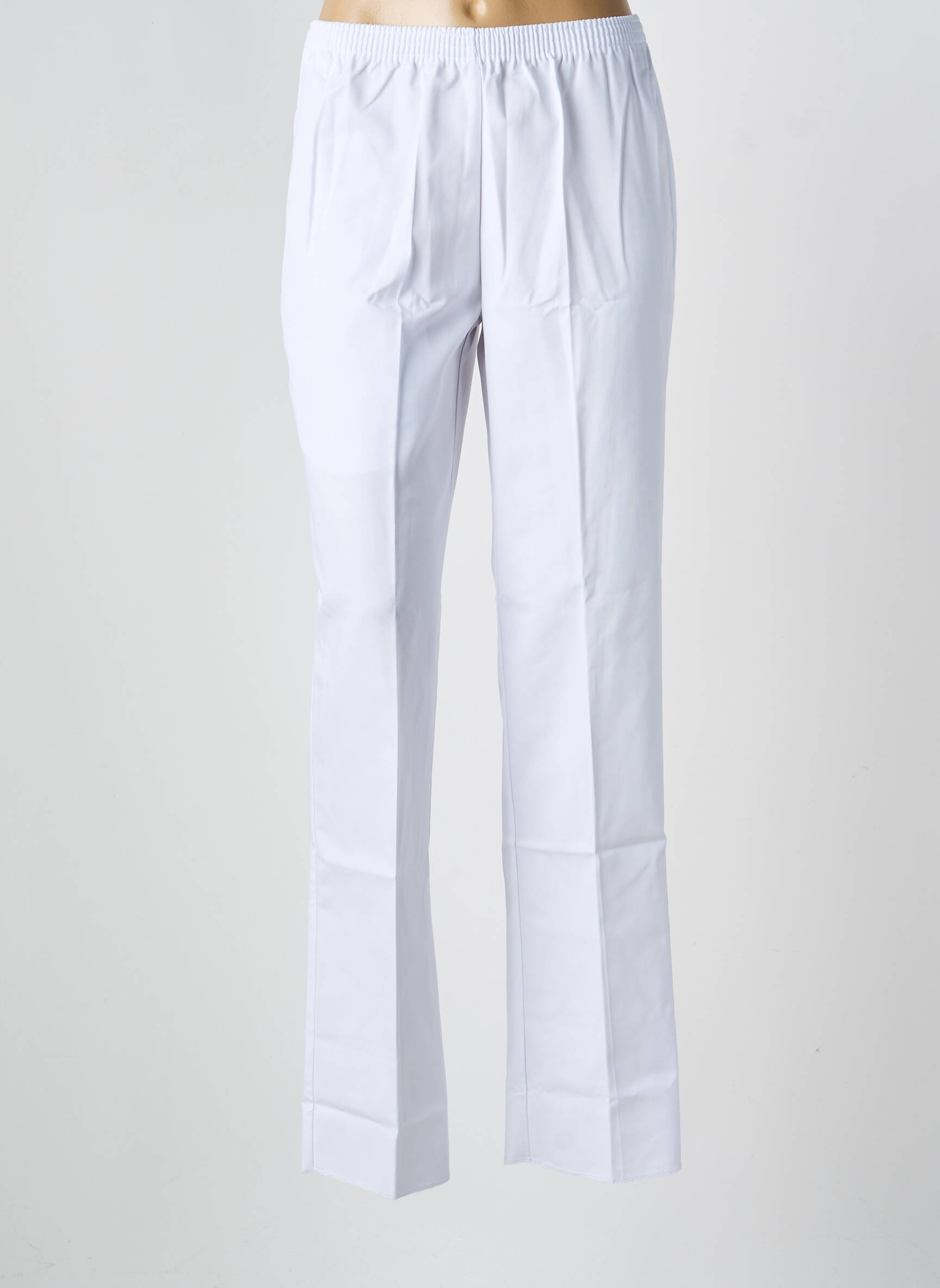 Pantalon droit taille élastique blanc GEVANA femme