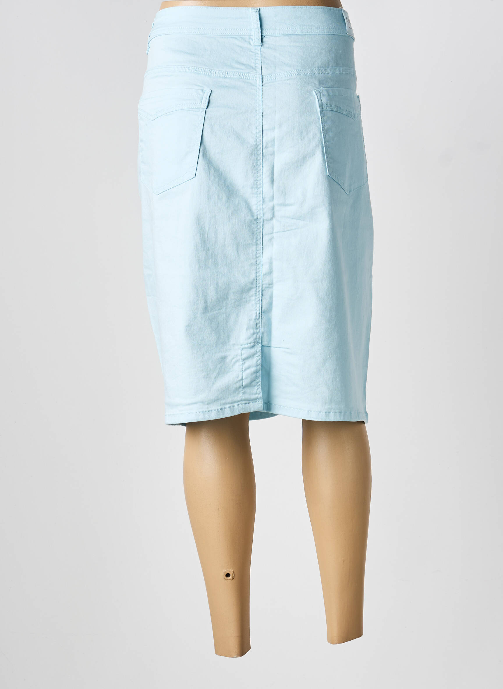 Jupe mi-longue stretch bleu GEVANA femme