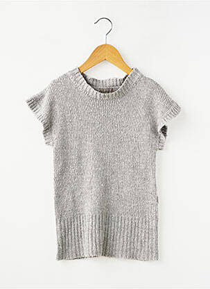 Pull maille tricot manches courtes gris IN EXTENSO fille