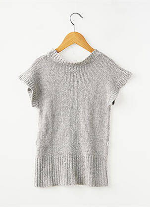 Pull maille tricot manches courtes gris IN EXTENSO fille
