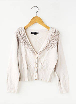 Gilet manches longues col v gris JS MILLENIUM fille