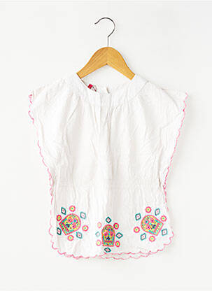 Blouse tissage popeline manches courtes blanc ORCHESTRA fille